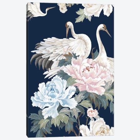 Pearly White Cranes I Canvas Print #EWA347} by Eva Watts Canvas Art Print
