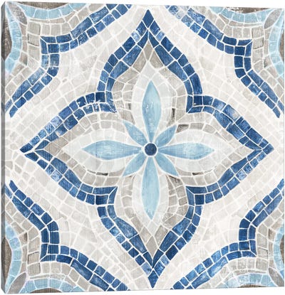 Blue Single  Morrocan Tile Canvas Art Print - Eva Watts