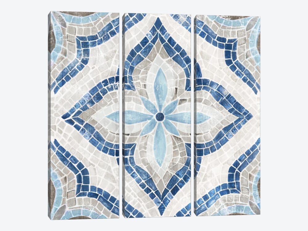 Blue Single  Morrocan Tile by Eva Watts 3-piece Art Print