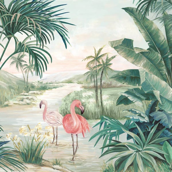 Tropical Living Room: Flamingo Dream by Eva Watts