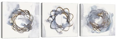 Einstein Atom Triptych Canvas Art Print - Circular Abstract Art