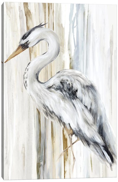 River Heron II Canvas Art Print - Best Selling Animal Art