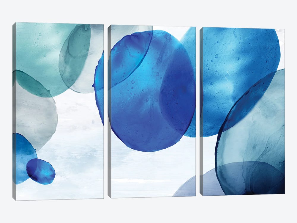 Blue Bubbles by Eva Watts 3-piece Canvas Wall Art