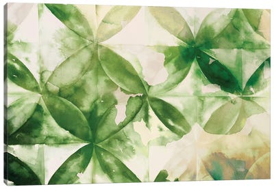 Dark Green Geometric Canvas Art Print - Eva Watts