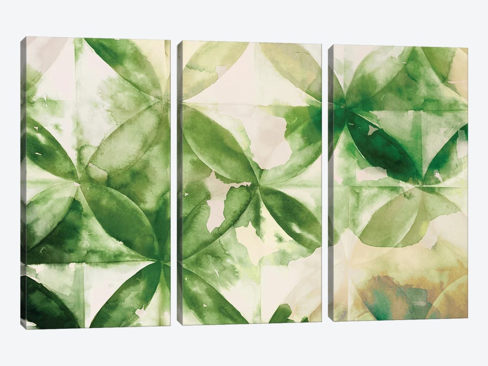 Dark Green Geometric by Eva Watts 3-piece Canvas Art Print