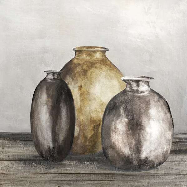 Pottery Still Life: Golden Urnes II by Eva Watts