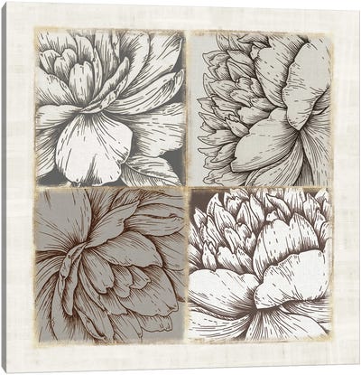 Botanical Tile Canvas Art Print - Line Art