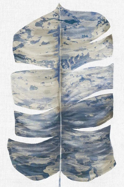 Minimalist Bohemian Decor: Large Indigo Leaf II by Eva Watts