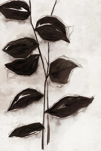 Black & White Florals: Leaves I by Eva Watts