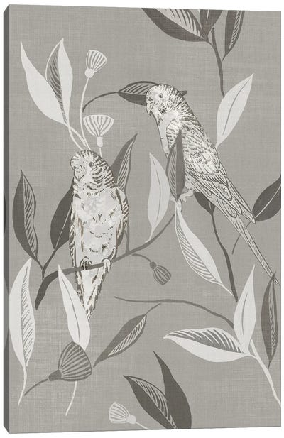 Monochrome Love Birds I Canvas Art Print - Eva Watts