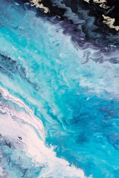 Teal Abstract Art: Shore Line From Above by Eva Watts
