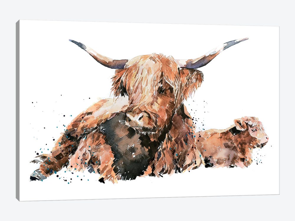 Highland Cattle by EdsWatercolours 1-piece Canvas Print