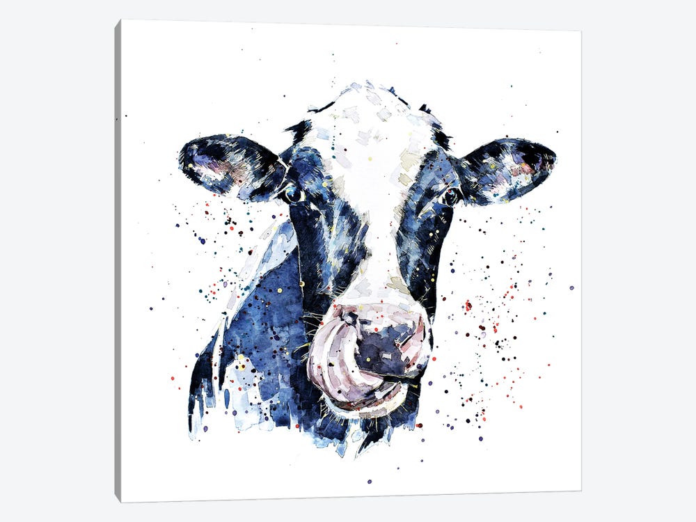 Holstein Cow I by EdsWatercolours 1-piece Canvas Print
