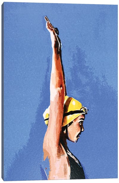In Coming The Swimmer Canvas Art Print - EdsWatercolours