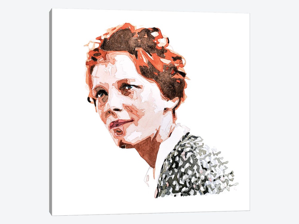 Amelia Earhart by EdsWatercolours 1-piece Canvas Artwork