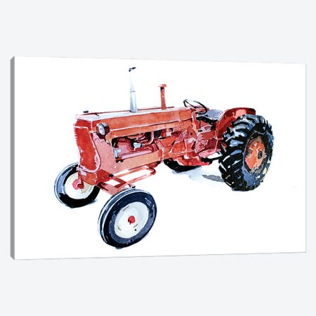 Lil Red Tractor Canvas Print #EWC130} by EdsWatercolours Canvas Artwork