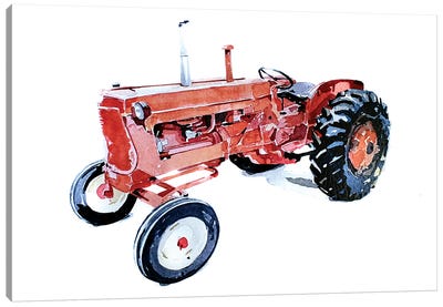 Lil Red Tractor Canvas Art Print - EdsWatercolours
