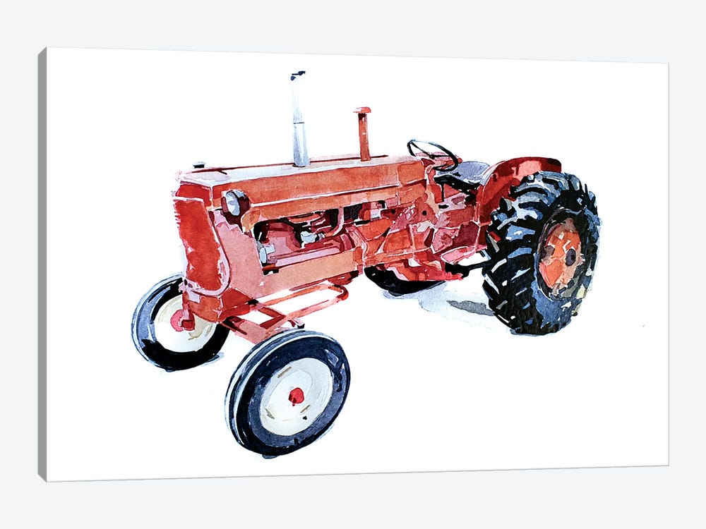 Lil Red Tractor by EdsWatercolours 1-piece Art Print