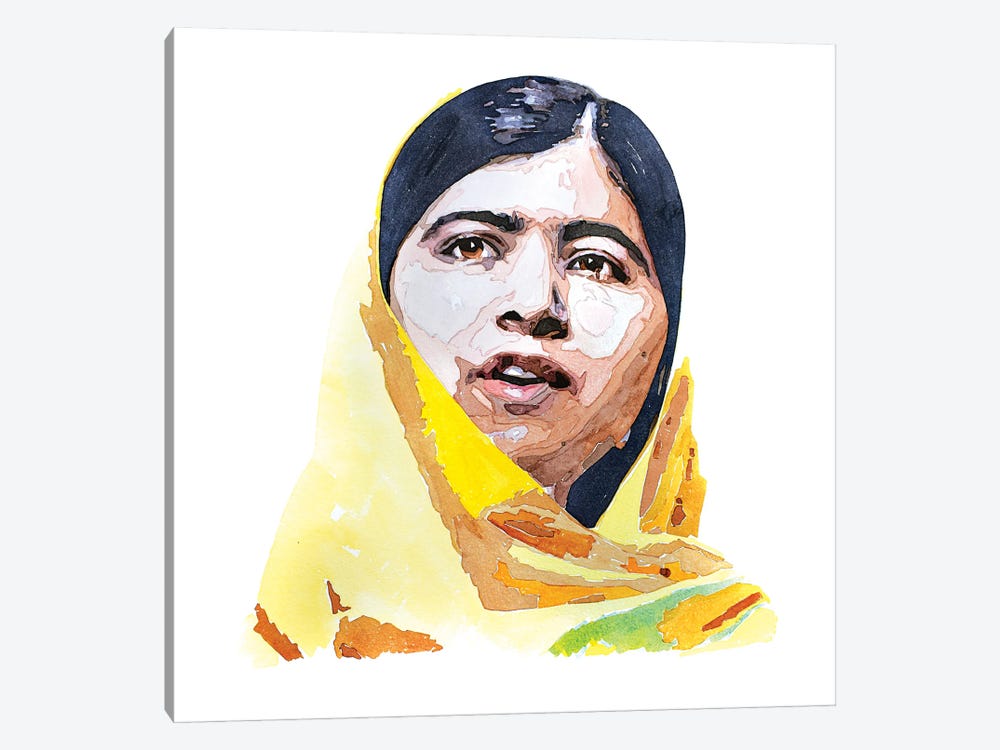 Malala by EdsWatercolours 1-piece Canvas Print