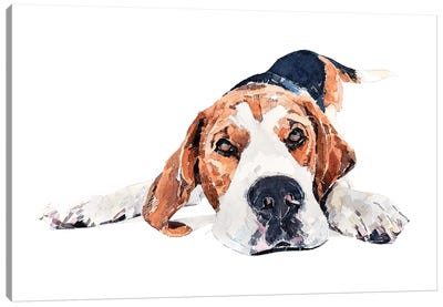 Beagle Play Time Canvas Art Print - EdsWatercolours