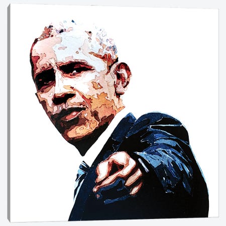 Obama Canvas Print #EWC152} by EdsWatercolours Canvas Wall Art