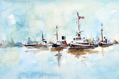 Out And About by EdsWatercolours framed canvas print