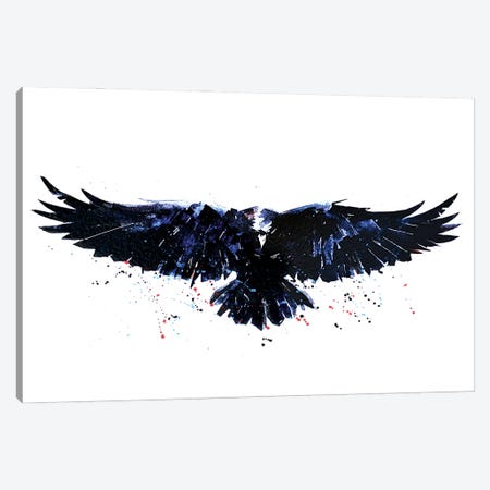 Raven Canvas Print #EWC166} by EdsWatercolours Canvas Wall Art