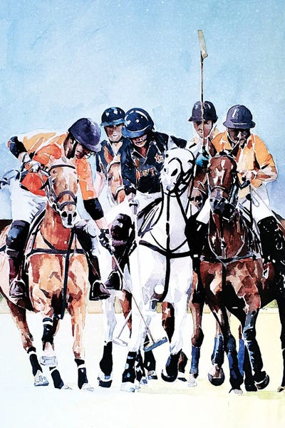 Ride Off Polo by EdsWatercolours framed canvas print