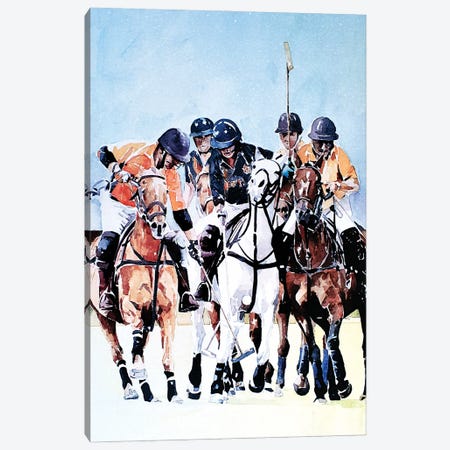 Ride Off Polo Canvas Print #EWC170} by EdsWatercolours Canvas Art