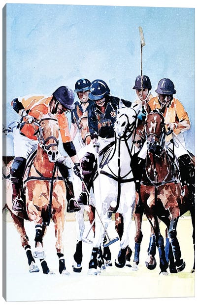 Ride Off Polo Canvas Art Print - EdsWatercolours