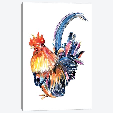 Rooster Canvas Print #EWC173} by EdsWatercolours Canvas Art