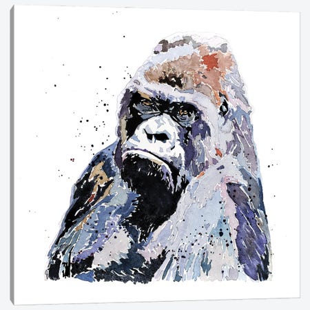 Big Boy Gorilla Canvas Print #EWC22} by EdsWatercolours Canvas Wall Art