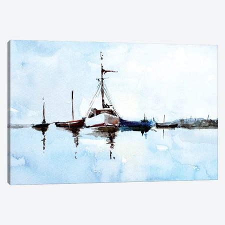 Boats Canvas Print #EWC32} by EdsWatercolours Canvas Print