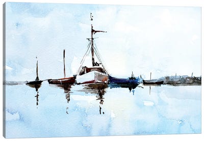 Boats Canvas Art Print - EdsWatercolours