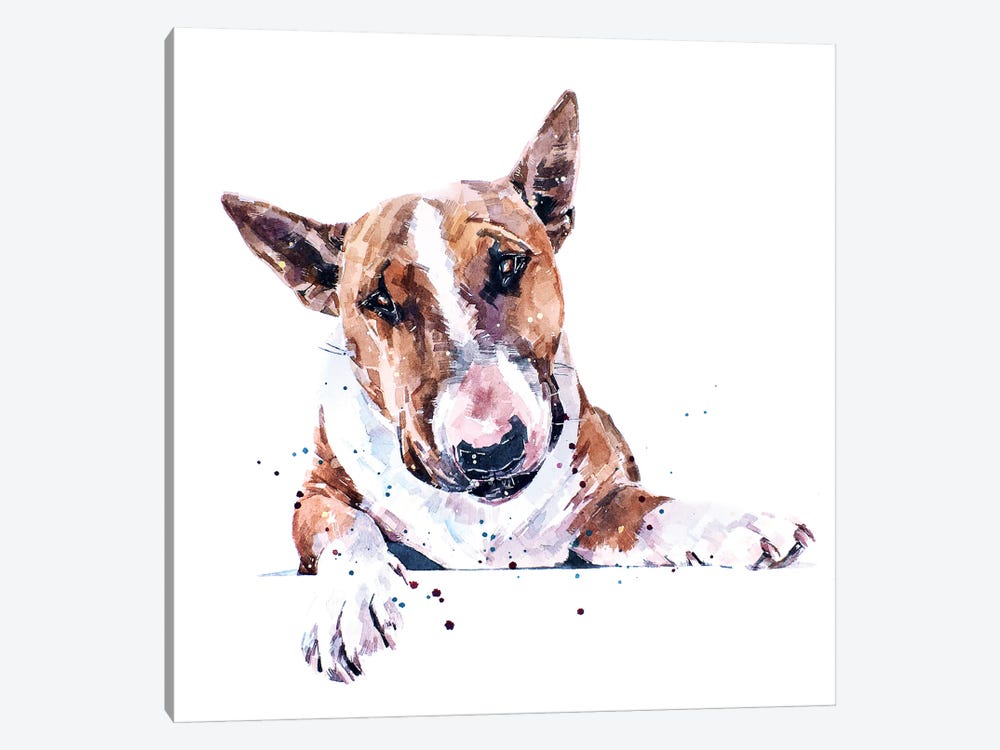 Bull Terrier by EdsWatercolours 1-piece Art Print