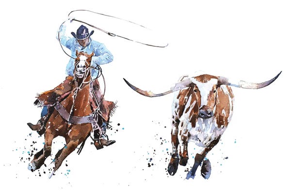 Bulls: Catch Me If You Can by EdsWatercolours