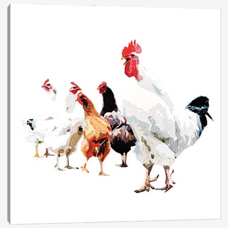 Chickens Canvas Print #EWC54} by EdsWatercolours Canvas Art