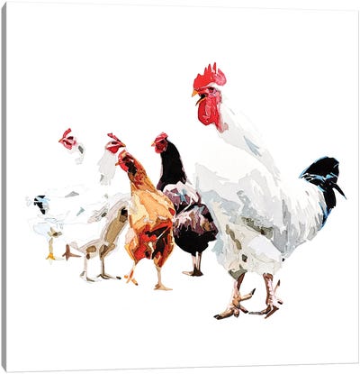 Chickens Canvas Art Print - EdsWatercolours