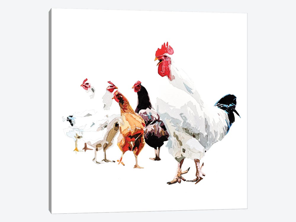 Chickens by EdsWatercolours 1-piece Canvas Art Print