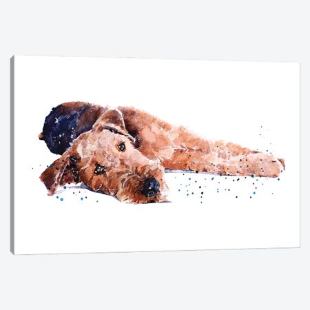 Airedale I Canvas Print #EWC7} by EdsWatercolours Canvas Wall Art