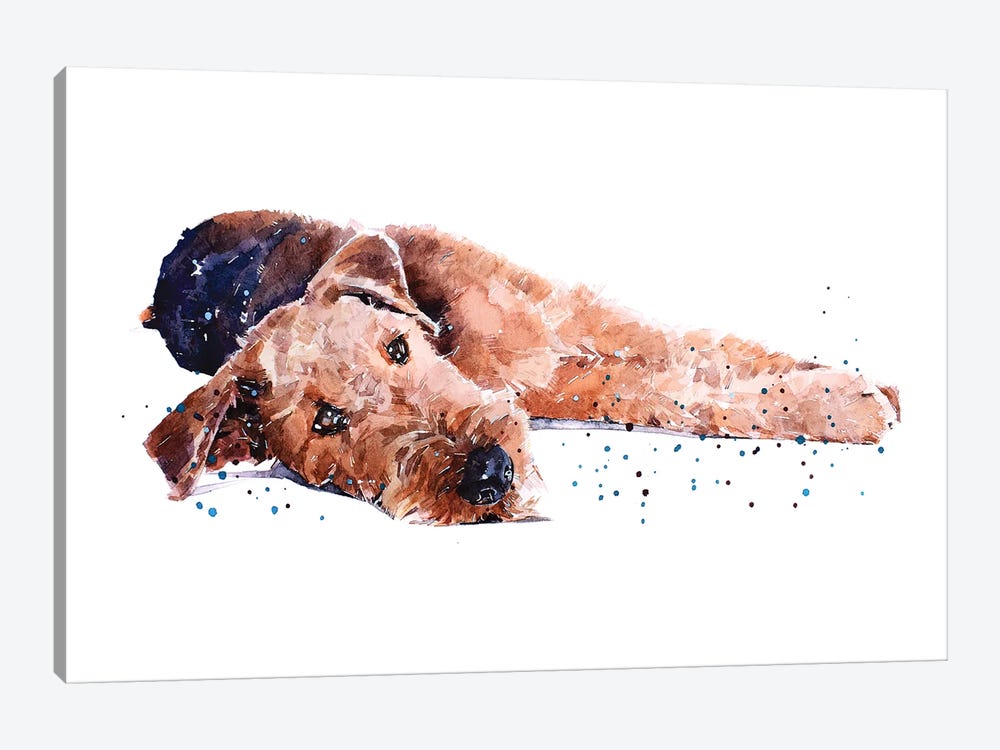 Airedale I by EdsWatercolours 1-piece Canvas Print