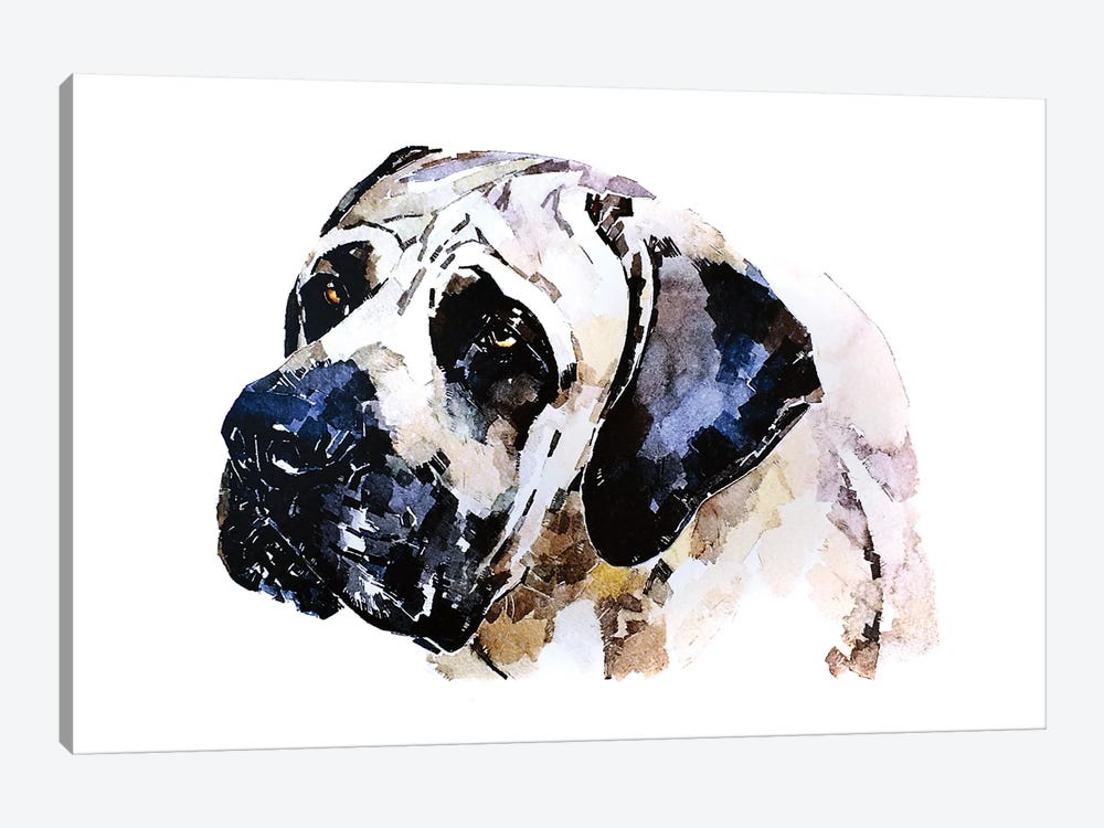 English Mastiff by EdsWatercolours 1-piece Canvas Print