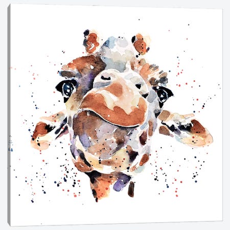 Giraffe I Canvas Print #EWC97} by EdsWatercolours Canvas Artwork