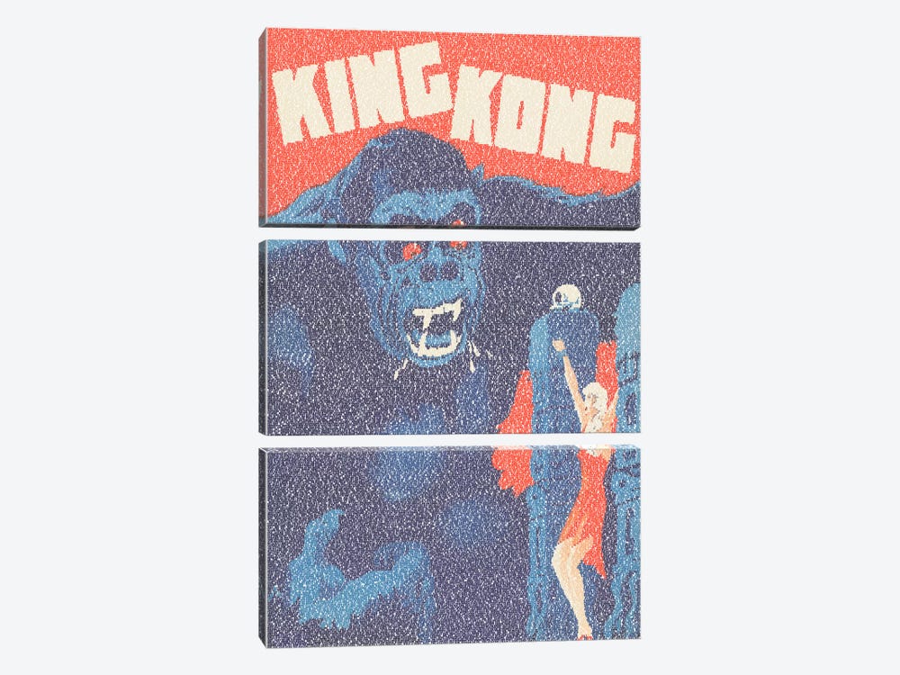 King Kong (Danish Market Movie Poster) by Robotic Ewe 3-piece Canvas Print