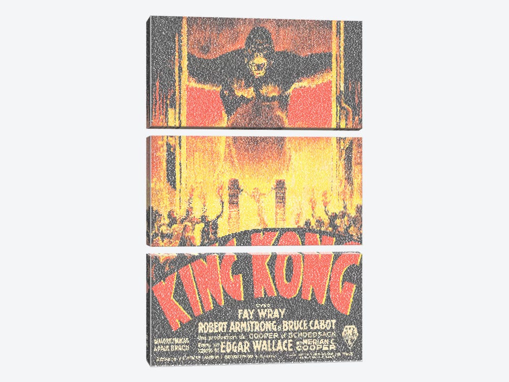 King Kong (French Market Movie Poster) by Robotic Ewe 3-piece Canvas Wall Art