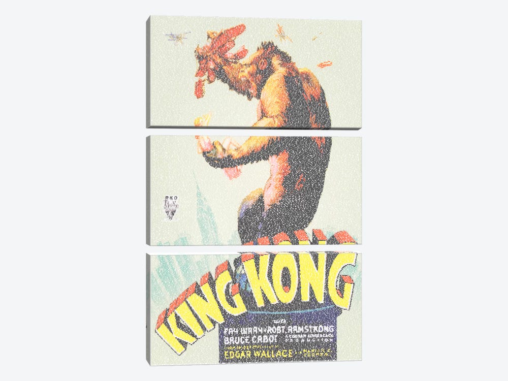 King Kong (U.S. Market Movie Poster) by Robotic Ewe 3-piece Canvas Art Print