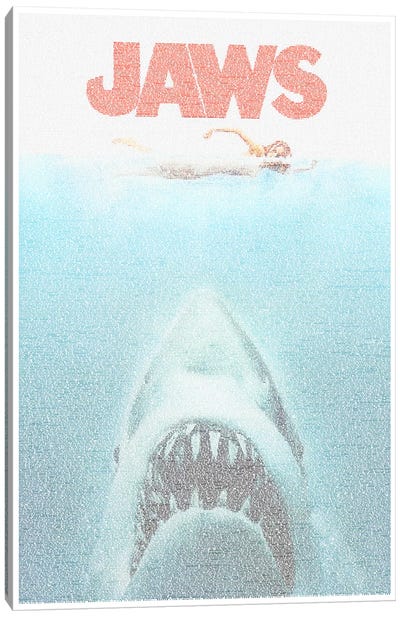 Jaws Canvas Art Print - Great White Shark Art