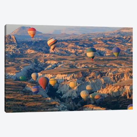 Turkey, Anatolia, Cappadocia, Goreme. Hot air balloons above Red Valley III Canvas Print #EWI12} by Emily Wilson Canvas Print