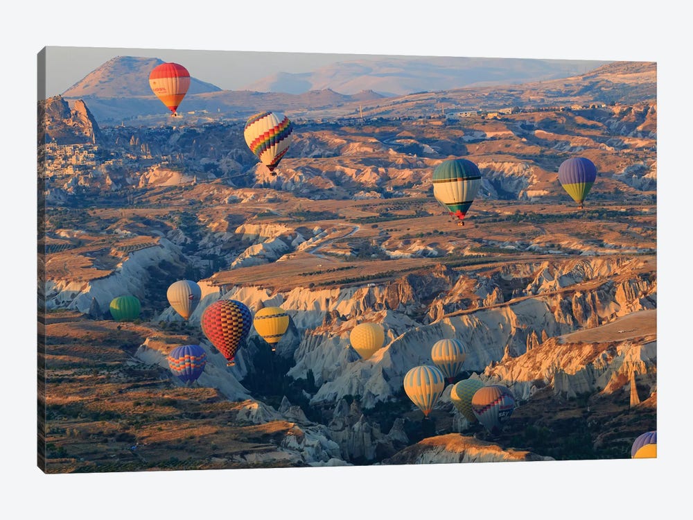 Turkey, Anatolia, Cappadocia, Goreme. Hot air balloons above Red Valley III by Emily Wilson 1-piece Canvas Art Print