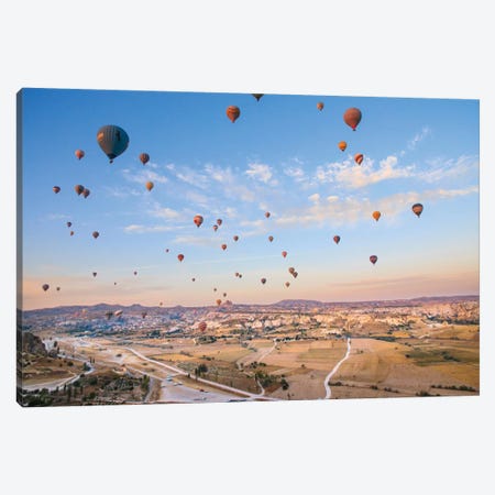 Turkey, Anatolia, Cappadocia, Goreme. Hot air balloons above Red Valley IV Canvas Print #EWI13} by Emily Wilson Canvas Print